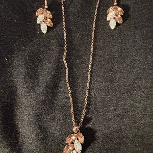 Dareth Colburn Elegant Rose Gold and CZ Leaf Jewelry Set